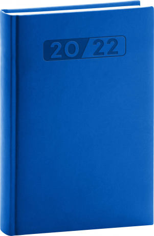 Denný diár Aprint 2022, modrý, 15 × 21 cm