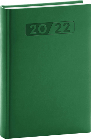 Denný diár Aprint 2022, zelený, 15 × 21 cm
