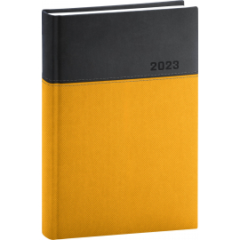 Denný diár Dado 2023, žlto–čierny, 15 × 21 cm
