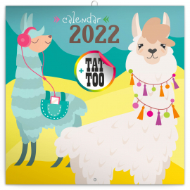 Poznámkový kalendár Šťastné lamy 2022, 30 × 30 cm