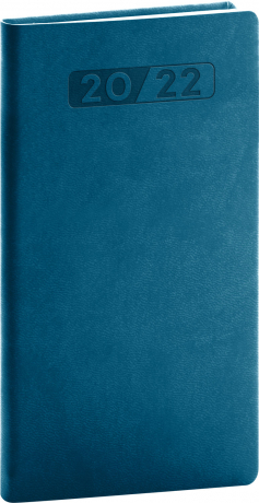 Vreckový diár Aprint 2022, petrolejovo modrý, 9 × 15,5 cm