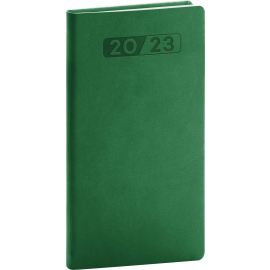 Vreckový diár Aprint 2023, zelený, 9 × 15,5 cm