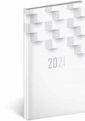 Vreckový diár Cambio Classic 2021, biely, 9 × 15,5 cm