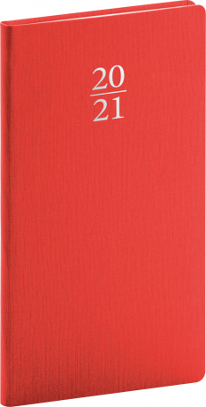 Vreckový diár Capys 2021, červený, 9 × 15,5 cm