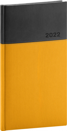 Vreckový diár Dado 2022, žlto–čierny, 9 × 15,5 cm