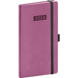 Vreckový diár Diario 2024, ružový, 9 × 15,5 cm