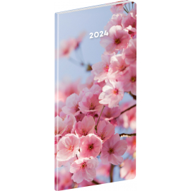 Vreckový diár Kvety 2024, plánovací mesačný, 8 × 18 cm