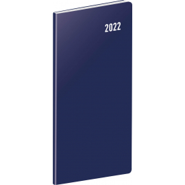 Vreckový diár Modrý 2022, plánovací mesačný, 8 × 18 cm