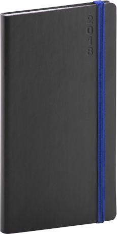 Vreckový diár Soft 2018, čiernomodrý, 9 x 15,5 cm