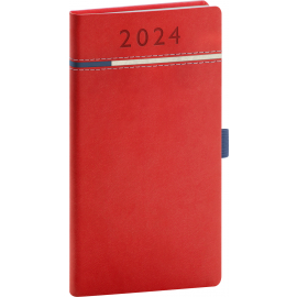 Vreckový diár Tomy červeno–modrý, 2024 9 × 15,5 cm