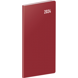 Vreckový diár Vínový 2024, plánovací mesačný, 8 × 18 cm