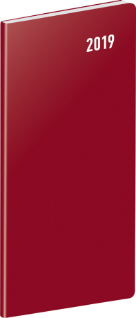 Vreckový diár Vínový SK 2019, plánovací mesačný, 8 x 18 cm