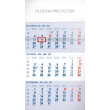 Nástenný kalendár 3 mesíční standard modrý – s českými jmény 2019, 29,5 x 43 cm