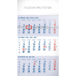 Nástenný kalendár 3 mesíční standard modrý – s českými jmény 2019, 29,5 x 43 cm