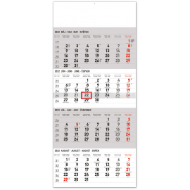 Nástenný kalendár 4–mesačný štandard 2022, 29,5 × 57 cm