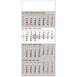 Nástenný kalendár 4-mesačný štandard CZ 2024, 29,5 × 57 cm