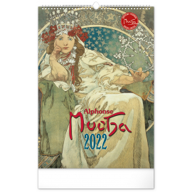 Nástenný kalendár Alfons Mucha 2022, 33 × 46 cm