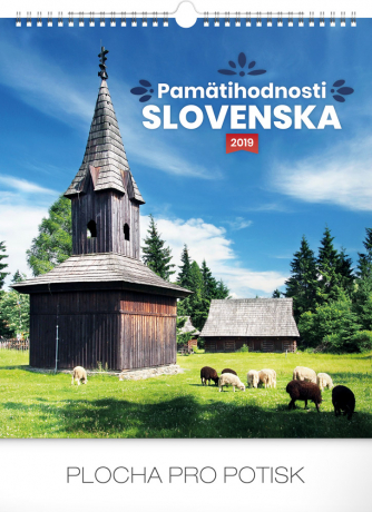 Nástenný kalendár Pamätihodnosti Slovenska SK 2019, 30 x 34 cm
