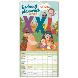 Nástenný kalendár Rodinný plánovací XXL CZ 2024, 33 × 64 cm