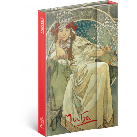 Notes Alfons Mucha – Princezná, linajkovaný, 11 × 16 cm