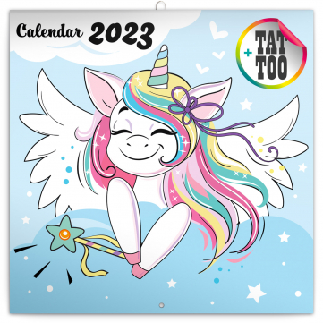 Poznámkový kalendár Šťastné jednorožce 2023, 30 × 30 cm