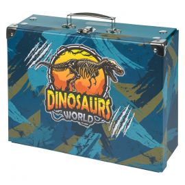 Skladací školský kufrík Dinosaurs World s kovaním