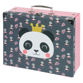 Skladací školský kufrík Panda s kovaním
