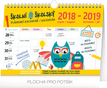 Školský plánovací kalendár s háčikom 2019, 30 x 21 cm