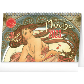 Stolní kalendář Alfons Mucha 2023, 23,1 × 14,5 cm
