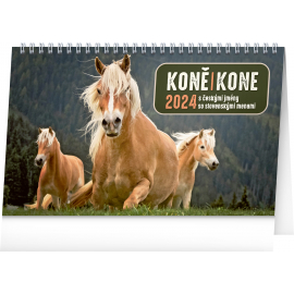 Stolový kalendár Koně – Kone CZ/SK 2024, 23,1 × 14,5 cm