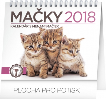 Stolový kalendár Mačky – s menami mačiek SK 2018, 16,5 x 13 cm