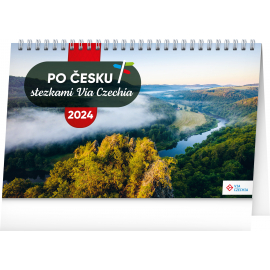 Stolový kalendár Okolo Česka chodníkmi Via Czechia 2024, 23,1 × 14,5 cm