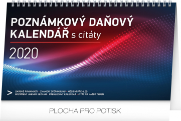 Stolní kalendář Poznámkový daňový s citáty CZ 2020, 25 x 14,5 cm