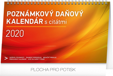 Stolový kalendár Poznámkový daňový s citátmi SK 2020, 25 × 14,5 cm