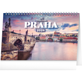 Stolový kalendár Praha – Milujem Prahu 2024, 23,1 × 14,5 cm