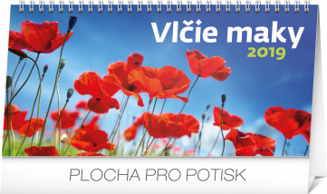 Stolový kalendár Vlčie maky riadkový SK 2019, 25 x 12,5 cm
