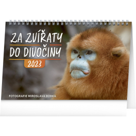 Stolní kalendář Za zvířaty do divočiny – Miroslav Bobek 2023, 23,1 × 14,5 cm