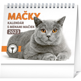 Stolový kalendár Mačky – s menami mačiek 2023, 16,5 × 13 cm