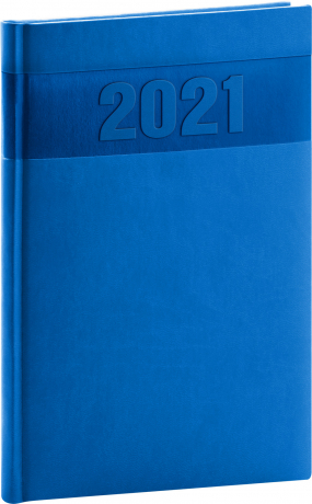 Týždenný diár Aprint 2021, modrý, 15 × 21 cm