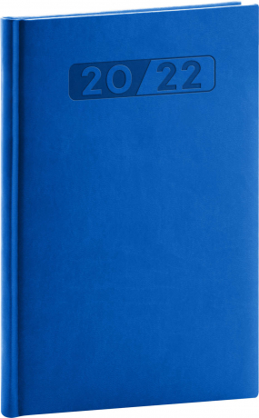 Týždenný diár Aprint 2022, modrý, 15 × 21 cm
