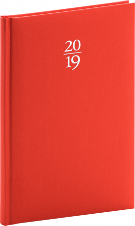 Týždenný diár Capys 2019, červený, 15 x 21 cm