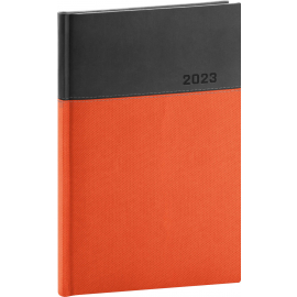 Týždenný diár Dado 2023, oranžovo–čierny, 15 × 21 cm