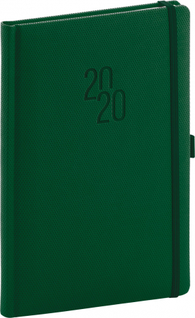 Týždenný diár Diamante 2020, zelený, 15 x 21 cm
