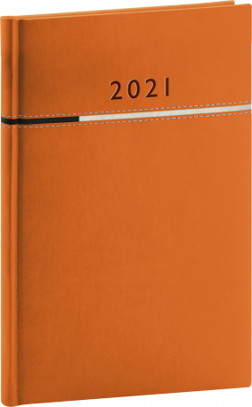 Týždenný diár Tomy oranžovo-čierny, 2021 15 × 21 cm