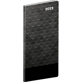 Vreckový diár Čierny kov 2022, plánovací mesačný, 8 × 18 cm